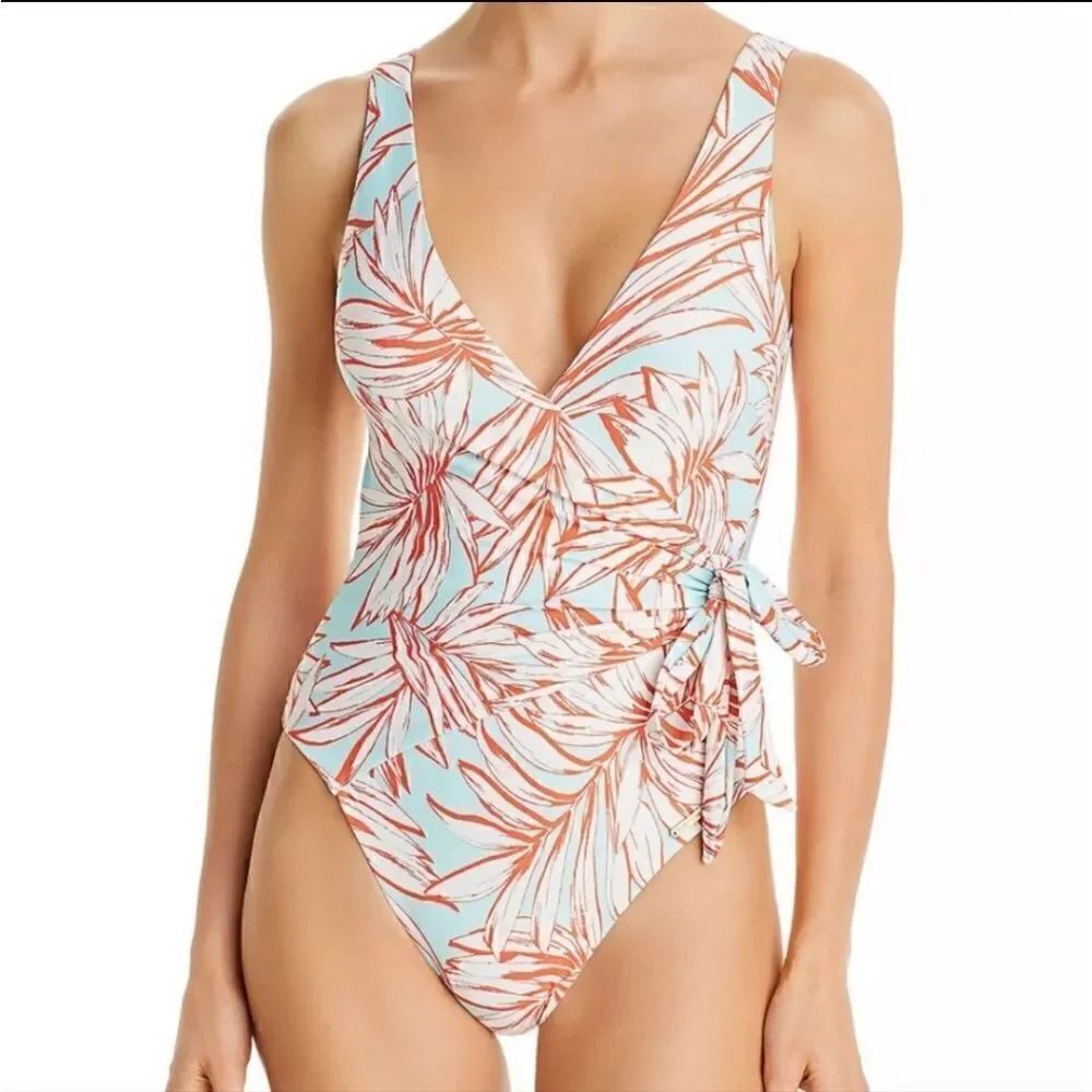 EC VINCE CAMUTO RIVERA DELLE PALME WRAP TIE ONE PIECE REMOVABLE CUPS SZ 6